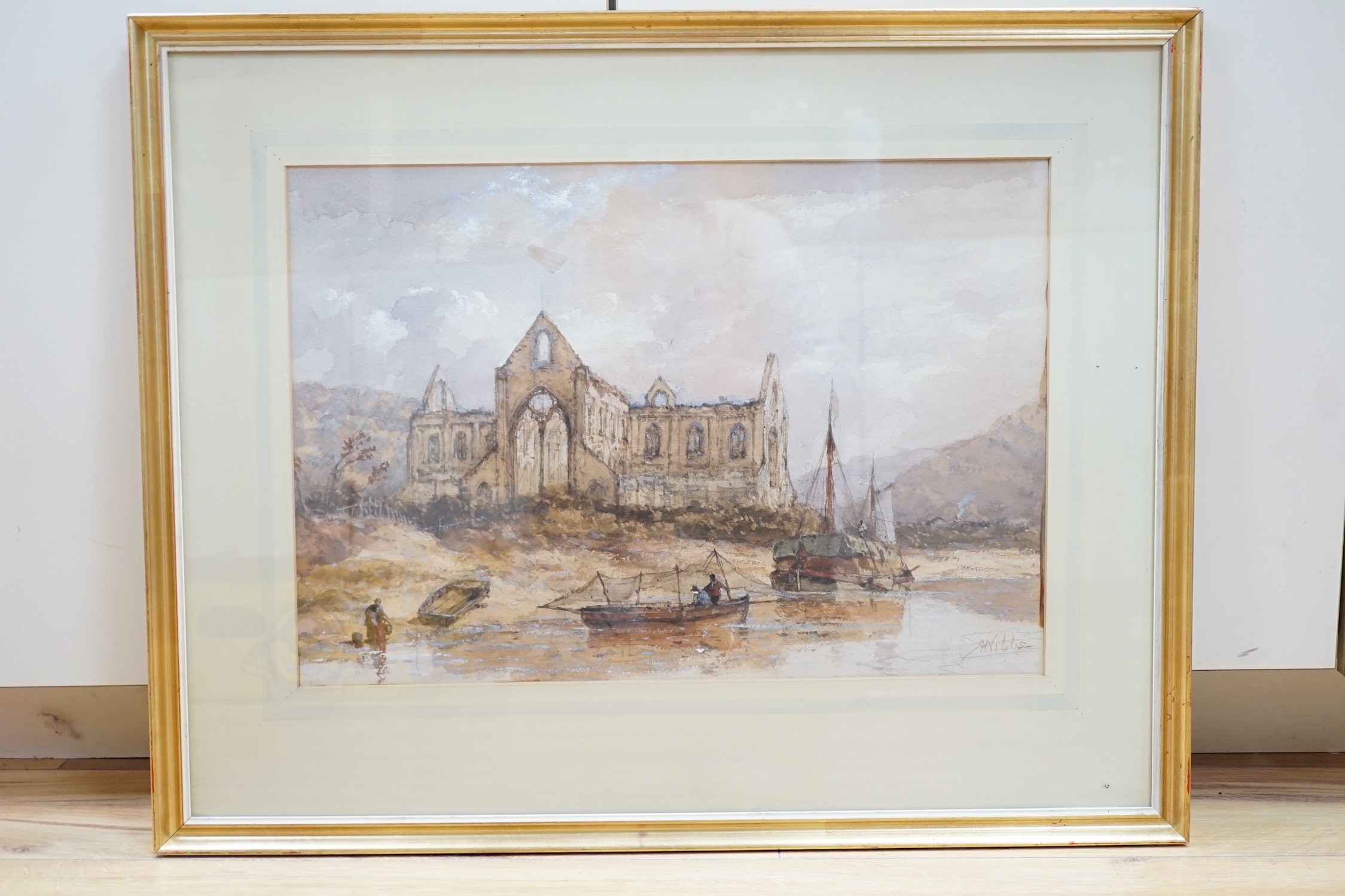 Richard Henry Nibbs (1816-1893), watercolour, Tintern Abbey, signed, 34 x 50cm